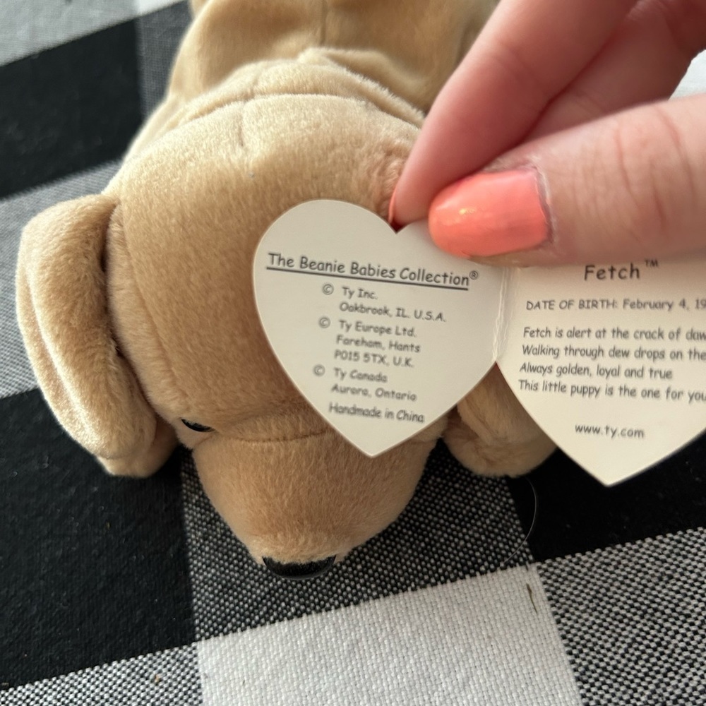 TY beanie babies fetch born 1997 brown puppy dog - Picture 8 of 13